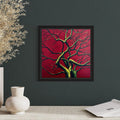 Alberi I – Original Acrylic Painting of Winter Trees with Neon Glow Under UV Light