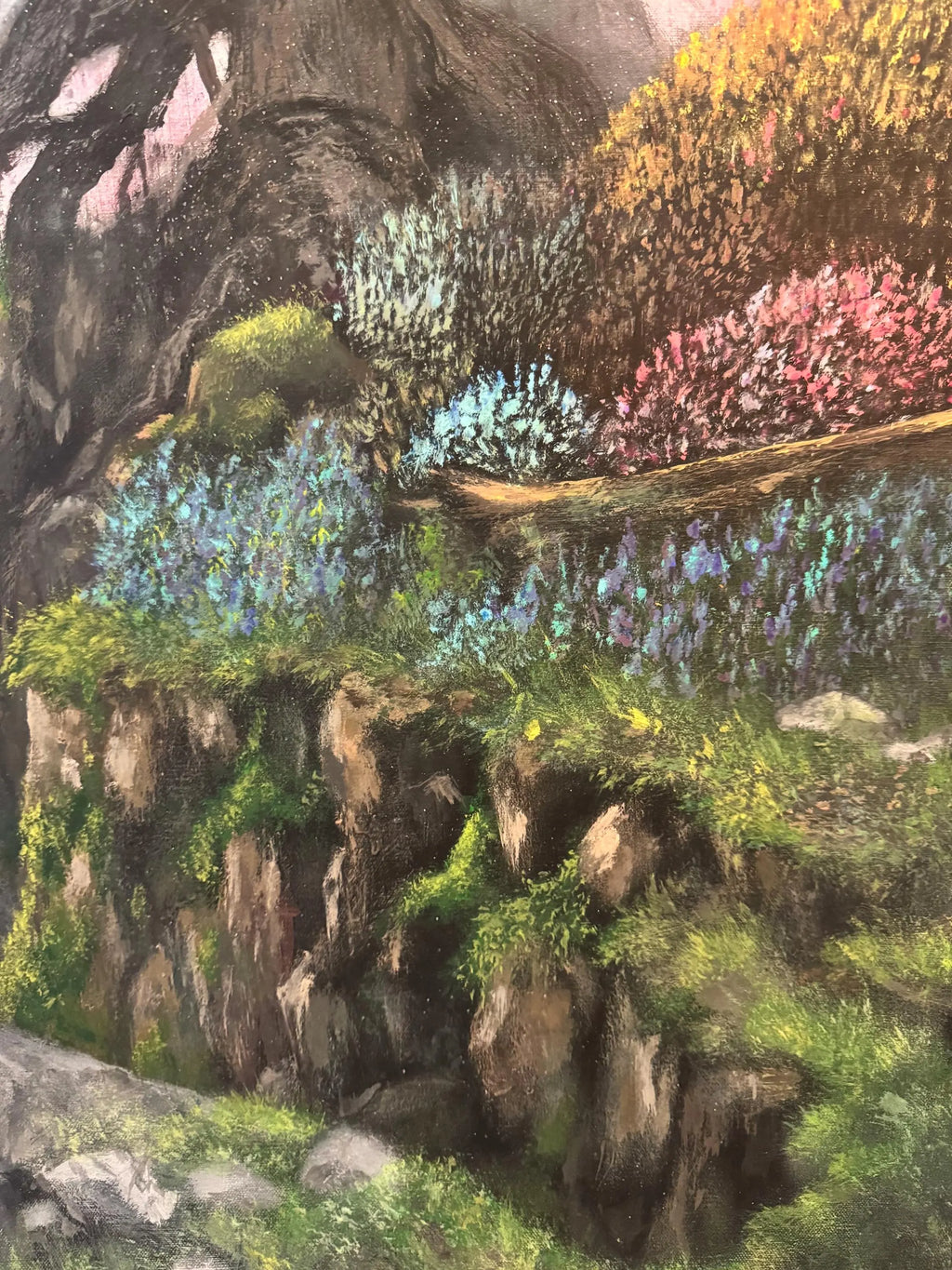 Aoki – Original Blue Tree Painting | UV Reactive Neon Acrylic Fantasy Landscape | Collector Artwork